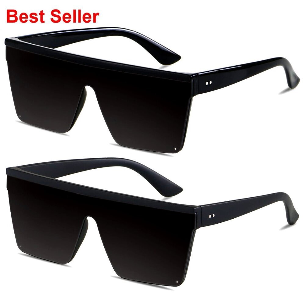 Oversized Square Sunglasses UV400 Protection Flat Top Fashion Shield